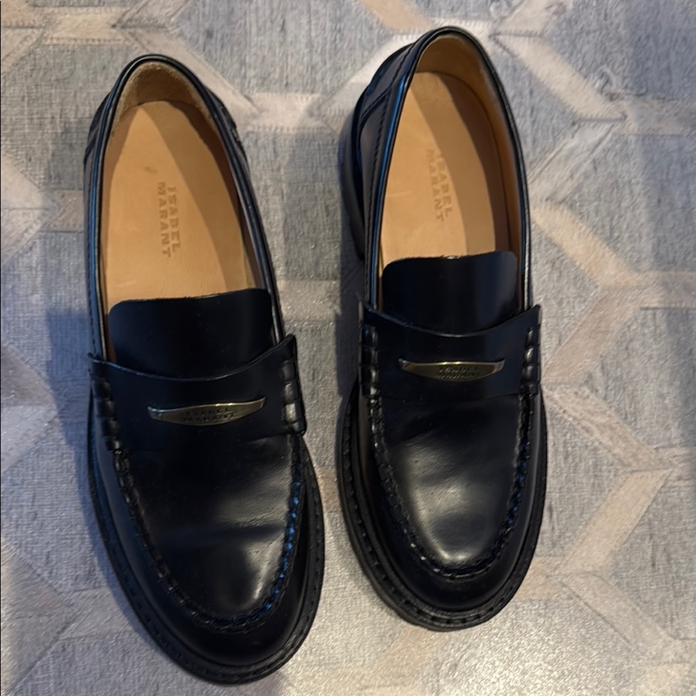 Isabel Marant Black Leather Loafers
